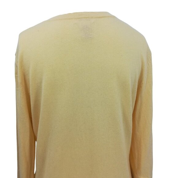 Sundance Yellow Embroidered Pullover Sweater Size L V-Neck Henley Cotton Rabbit - Picture 9 of 12